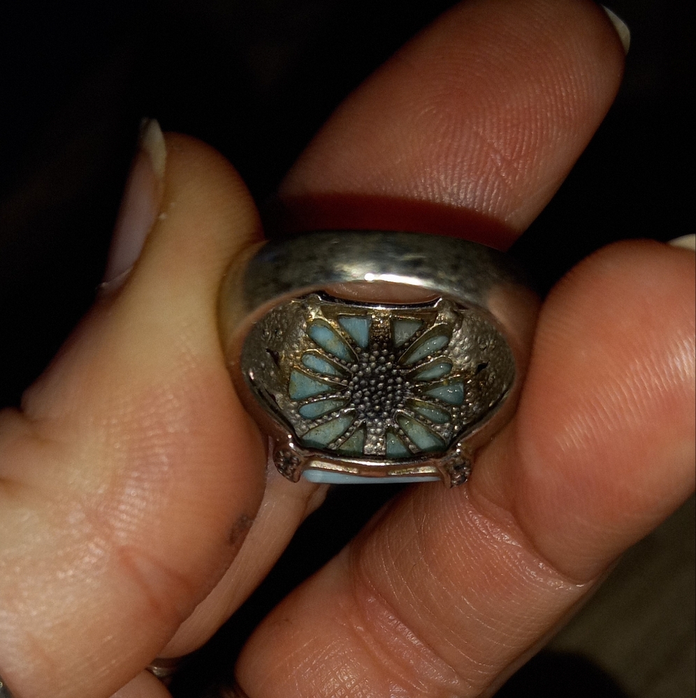 Larimar & Sterling Silver Ring Sz 7 - Picture 2 of 3